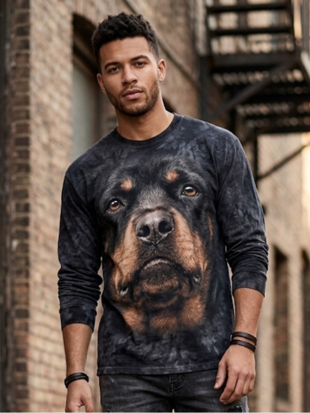 Rottweiler Graphic Black Long Sleeve Shirt Black